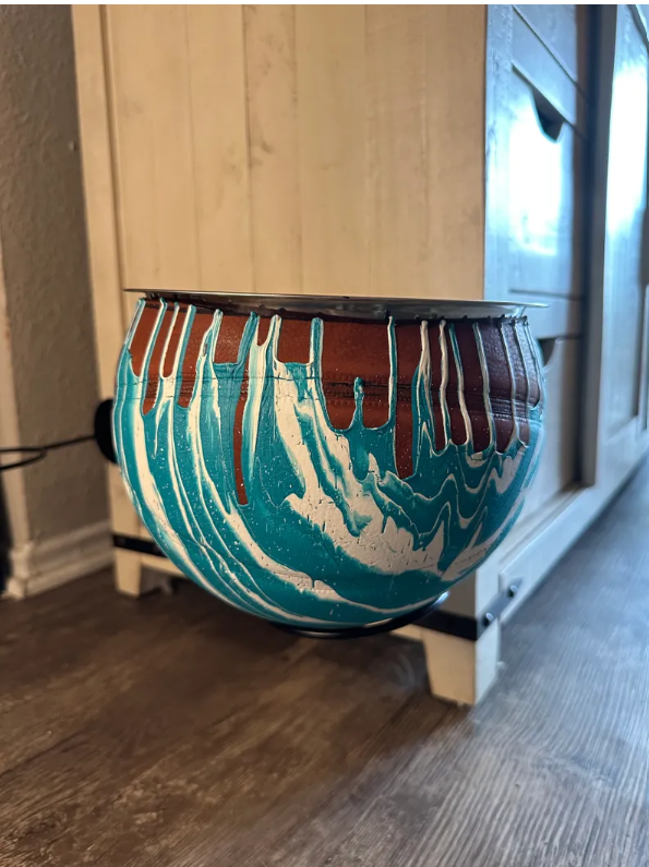Upcycled Basketball Dog Bowl - Hand painted