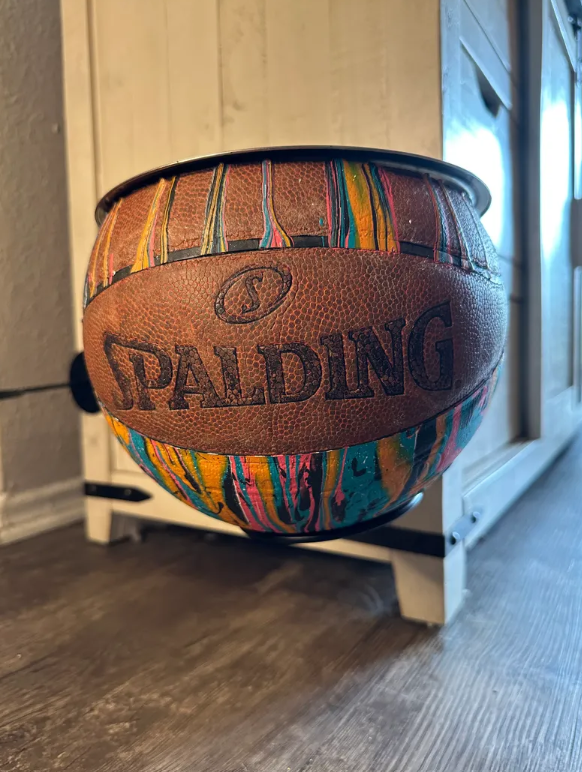 Upcycled Basketball Dog Bowl - Hand painted Spalding