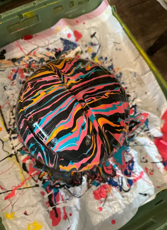 Upcycled Basketball Dog Bowl - Hand painted Wilson