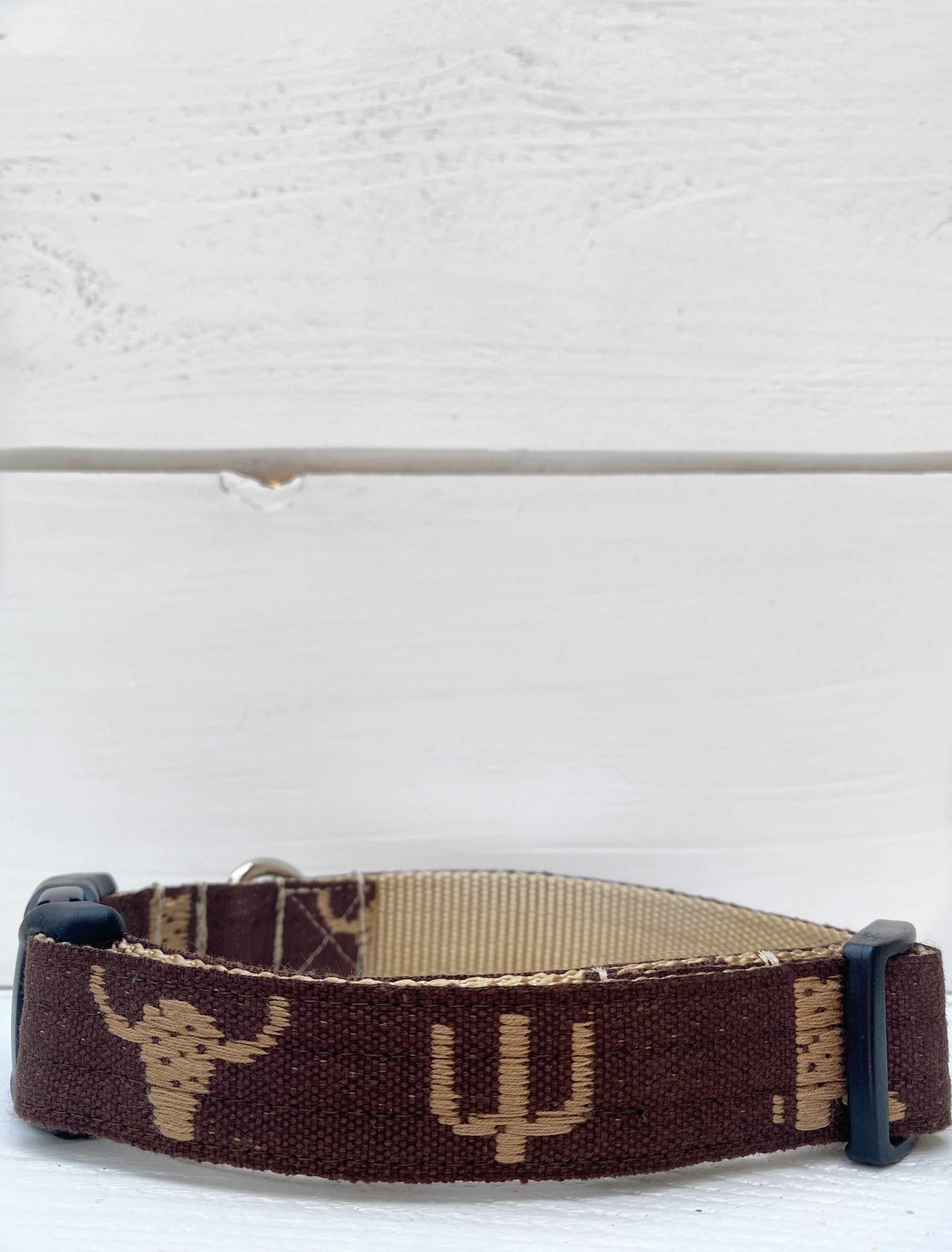 texas longhorn collar made from a vintage hat band