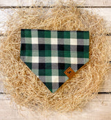 Green Plaid Flannel Over of the Collar Dog Bandana 
