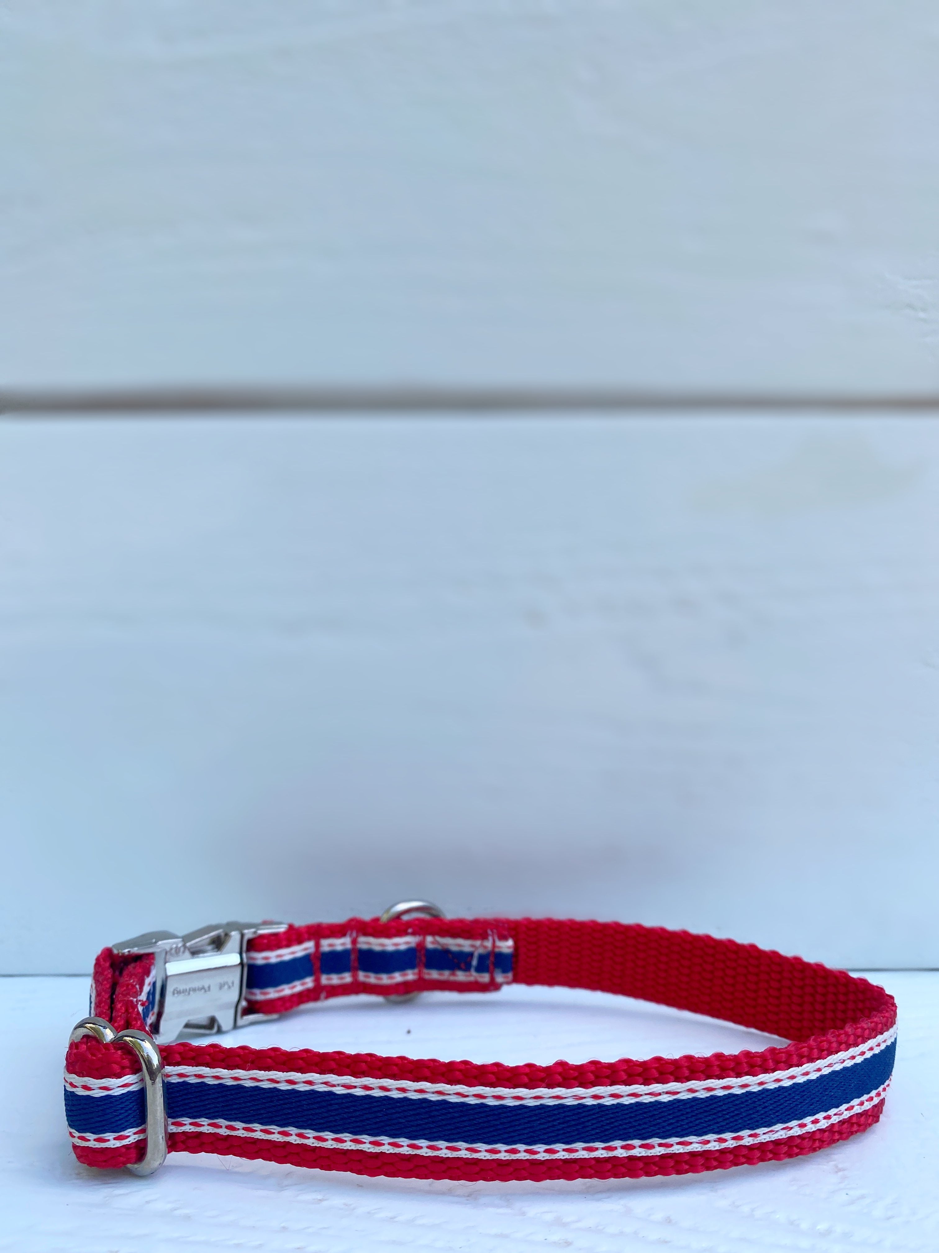 Navy & Red Classic Small Dog Collar