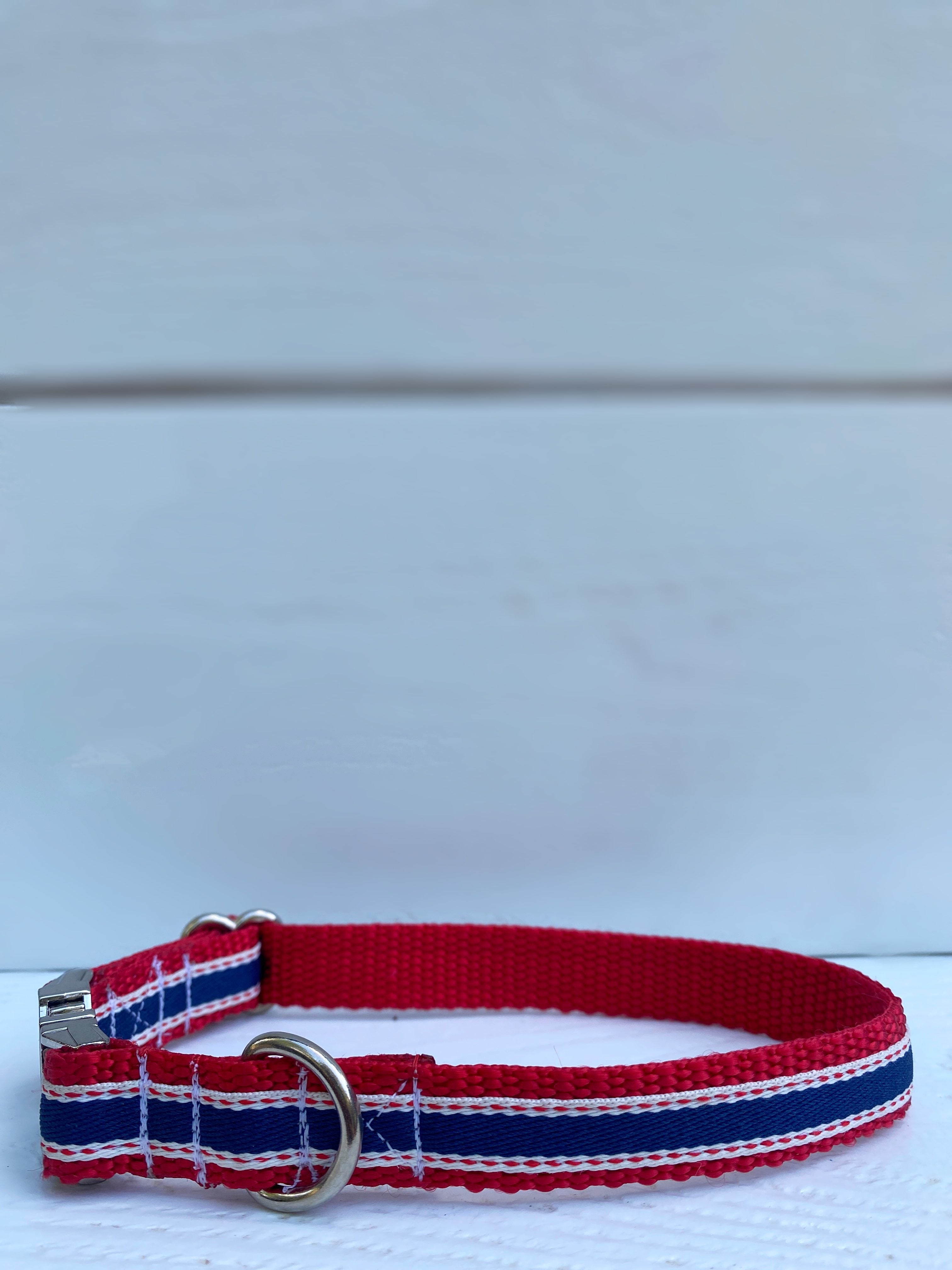 Navy & Red Classic Small Dog Collar