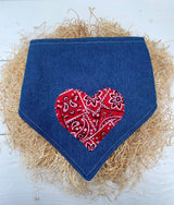 Western Heart Denim Bandana