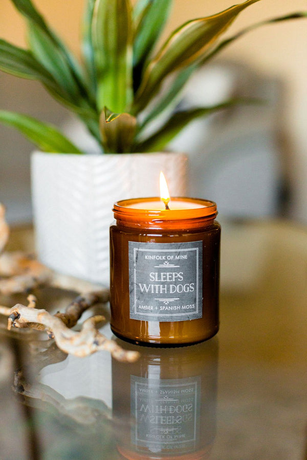Handmade soy candle in Austin TX Sleeps with Dogs